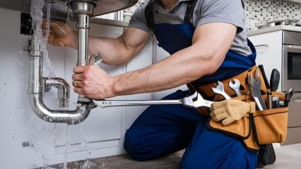 Technician using electronic equipment to detect a plumbing leak in Murrieta